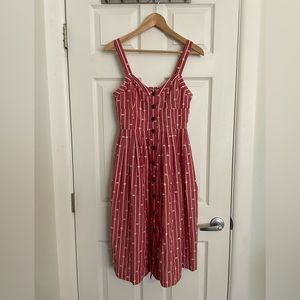 Anthropologie brand, red and white spring/summer dress, button down front, sz 4